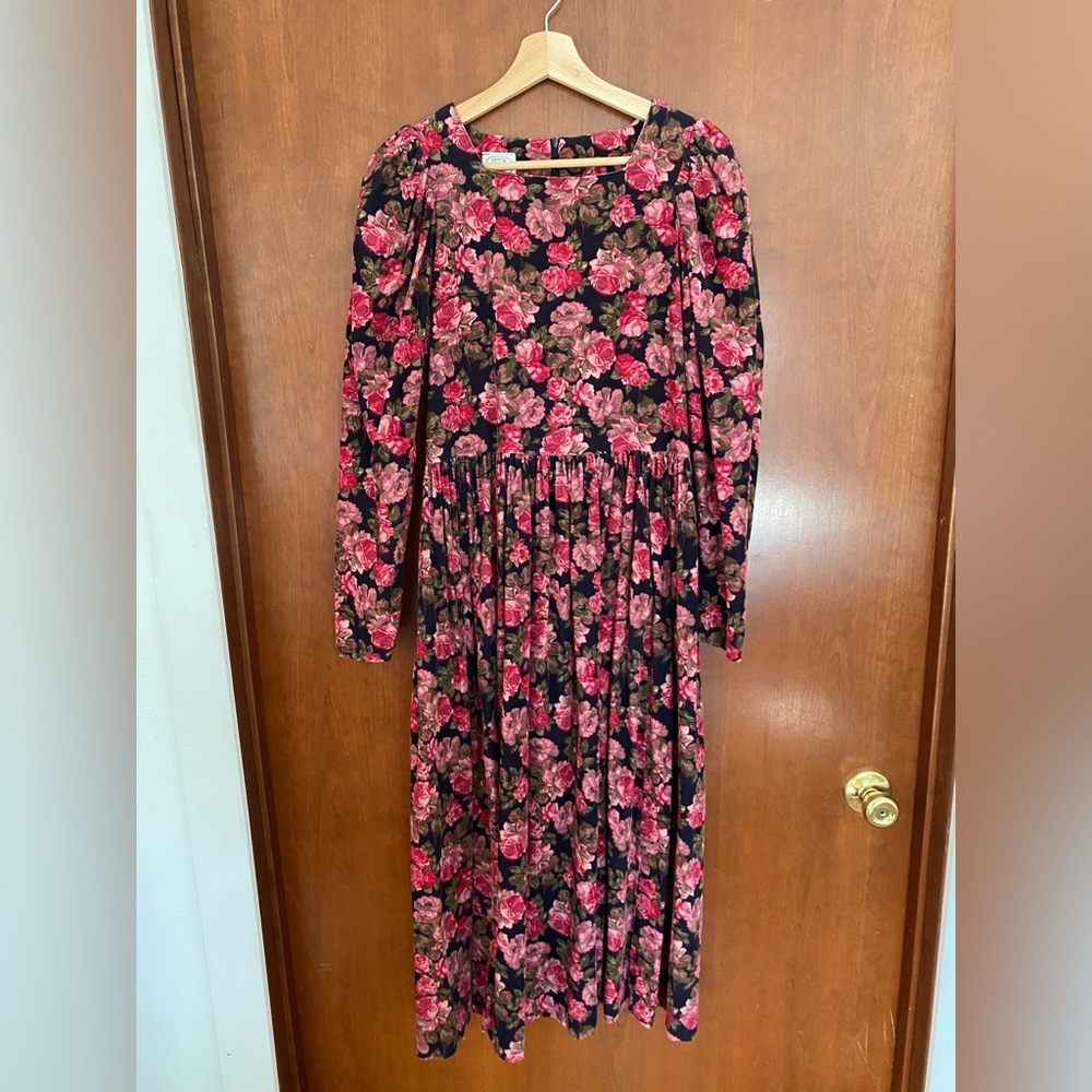 Laura Ashley Floral Corduroy Dress, Size 8